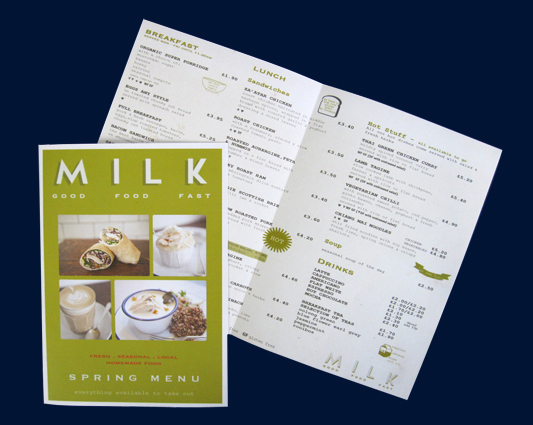 Recycled Menu Printing
